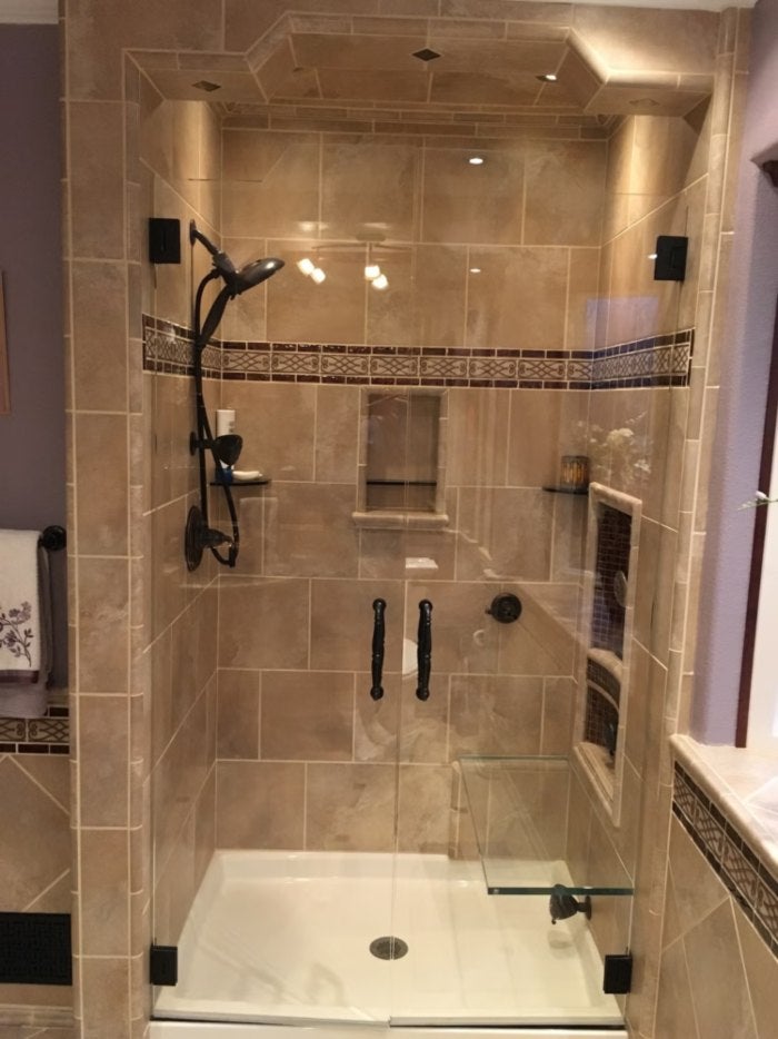 Blossom Hill Glass Installed Shower Glass Doors in a Bathroom.